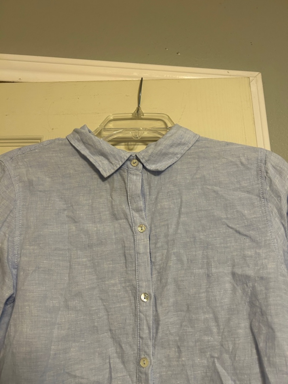 BOGO 1/2off🎒35%off3🛴 Tahari blue linen tunic roll tab sleeve - Picture 2 of 5